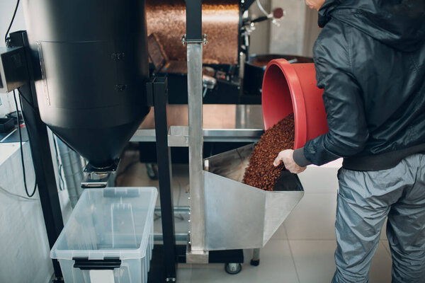 Coffee destoner machine at coffee roasting process