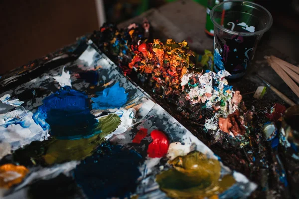 Palet seni warna — Stok Foto
