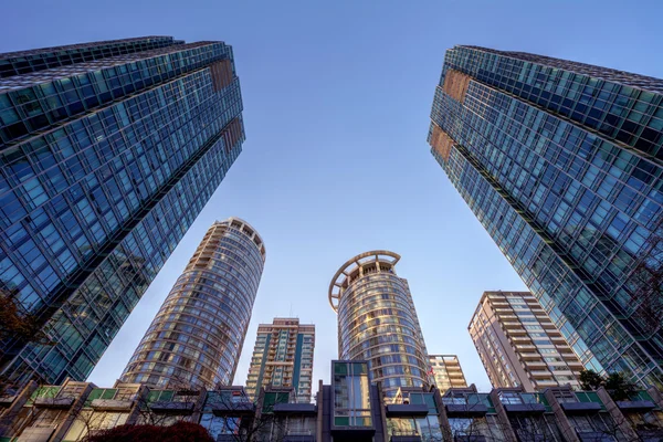 Edificios de vidrio rodeados — Foto de Stock