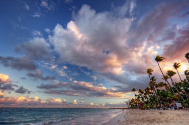 Panoramik okyanus defne günbatımı