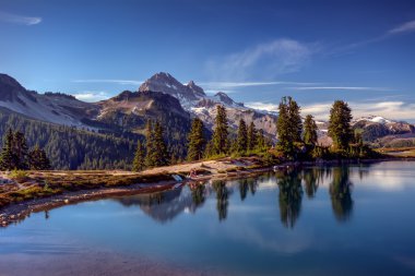 Mountain lake with a perfect reflection clipart