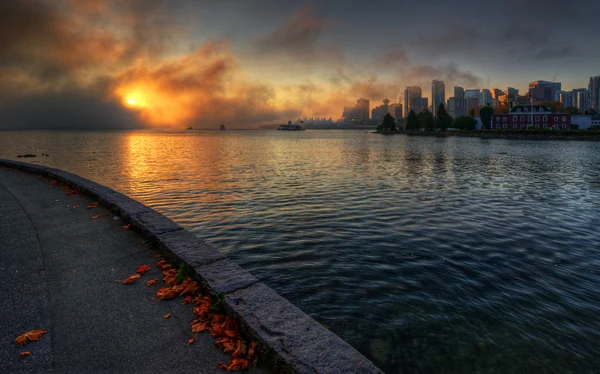 Vancouver centro da cidade nascer do sol — Fotografia de Stock