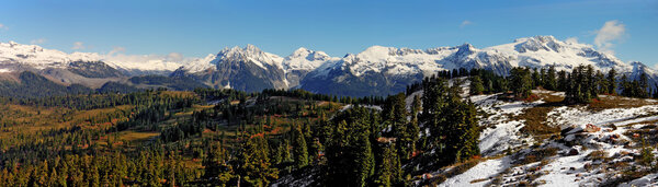 Panoramic view of snow-capped mountains