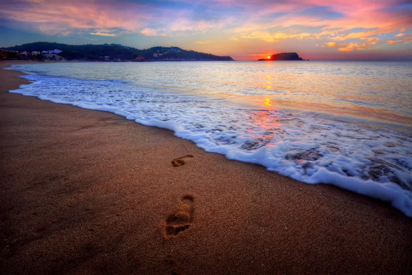 Ocean beach i solnedgången — Stockfoto