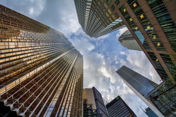 Reflections of clouds on the buildings