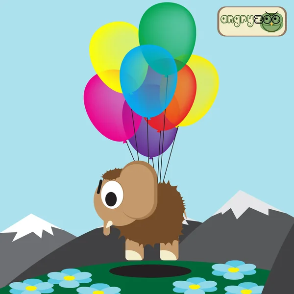 Linda tarjeta de felicitación con mamut . — Vector de stock