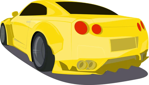 Gold cartoon sport car  back view — Stock Vector