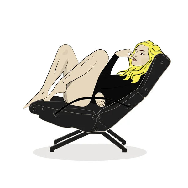 Lány a bőr szék illusztráció — Stock Vector
