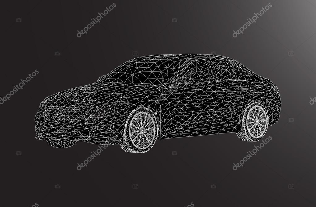 Black lowpoly car lux design illustrstion line