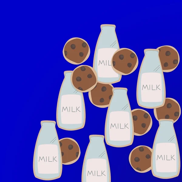 Kekse Milch Illustration Frühstück — Stockvektor