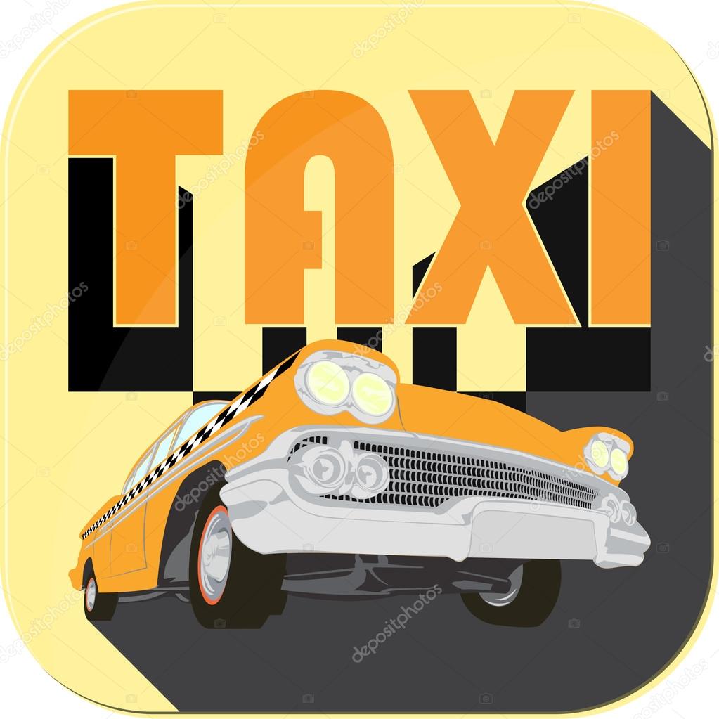 Vintage taxi car cartoon sketch logo icons