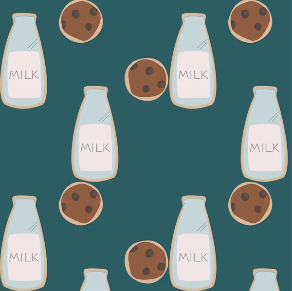 Mleko ciasteczka wzór — Wektor stockowy