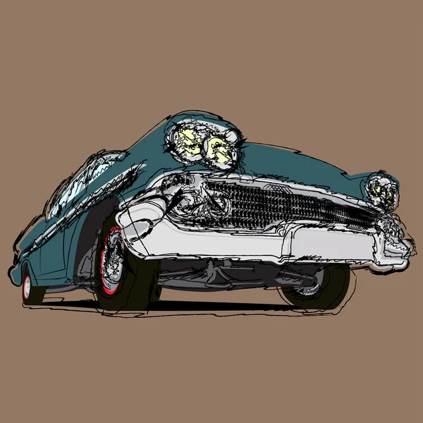 Vintage muscular carros desenhos animados esboço — Vetor de Stock