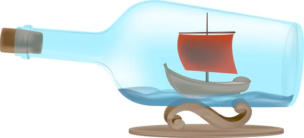 Şişe illüstrasyon karikatür tekne — Stok Vektör