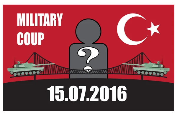 Туреччина військового перевороту. Танк проти заборони знак фону — стоковий вектор