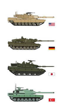 Collection Military Transportation of vector tanks clipart