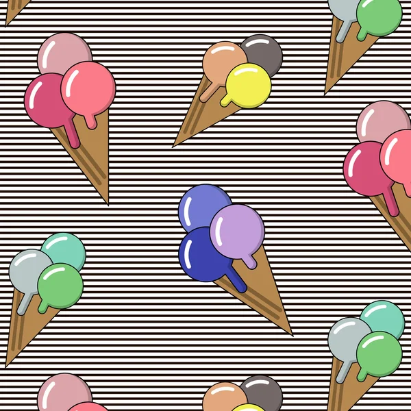 Background with ice cream and bonbons. Ideal for printing onto fabric paper or scrap booking. Cute cartoon gelato texture — Stock Vector