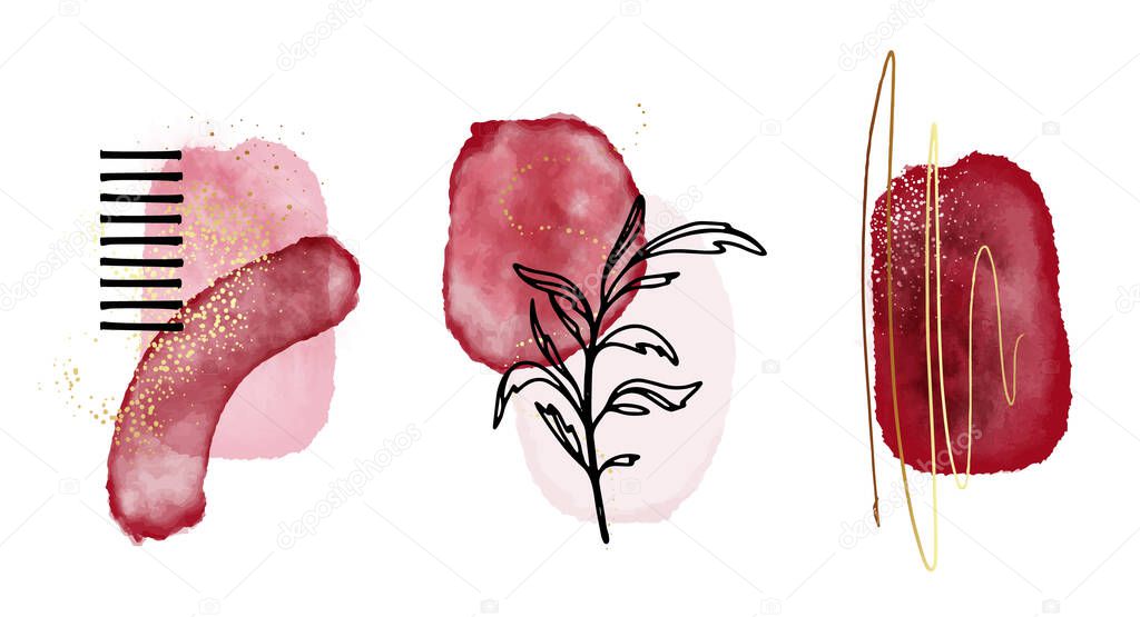 Red abstract minimalist, botanical color logo shapes, creative wall art, contemporary flat print, modern poster 2021. Custom canvas print Vector