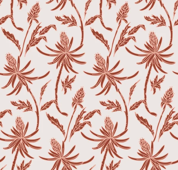 Motif floral rose nu. Fleur fond clair sans couture. Jardin ornemental fleuri design vintage — Image vectorielle