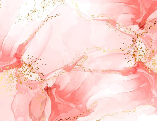 Abstracto coral rosa acuarela mármol textura fondo blanco. El color salpicadura idigital papel dibujado a mano textura, plantilla horisontal Vector — Archivo Imágenes Vectoriales