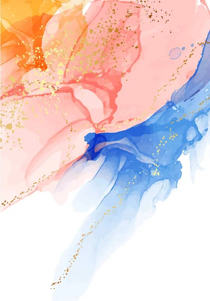 Fundo Pintura Acrílica Yeloow Rosa Azul Forma Mármore Textura Aquarela — Fotografia de Stock