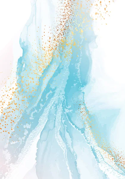 Akwarela Niebieski Ślubny Marmur Złoty Abstrakcyjny Tło Tekstury Indygo Ocean — Zdjęcie stockowe