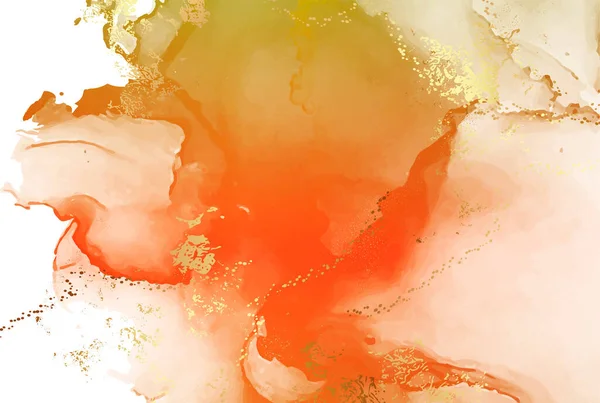 Suluboya Akvaryum Sıvı Sonbahar Deseni Mermer Akış Mürekkebi Kırmızı Grunge — Stok fotoğraf