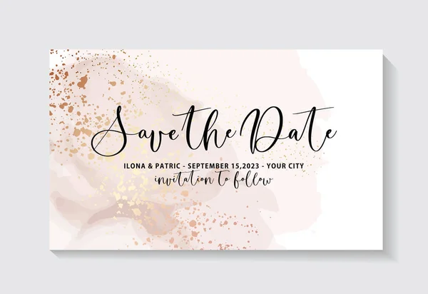 Blush rosa Watercolor fundo do cartão de casamento, noiva para ser papelaria bege ouro textura Vector — Vetor de Stock