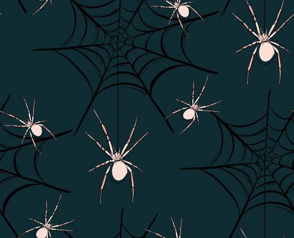Spindelnät Liten Yta Mönster Mörk Design — Stock vektor