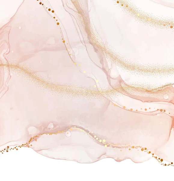 Projeto de textura de aquarela de ouro rosa, papel de parede de tinta de mármore dourado com rosa formas delicadas, padrão de luxo elegante — Vetor de Stock