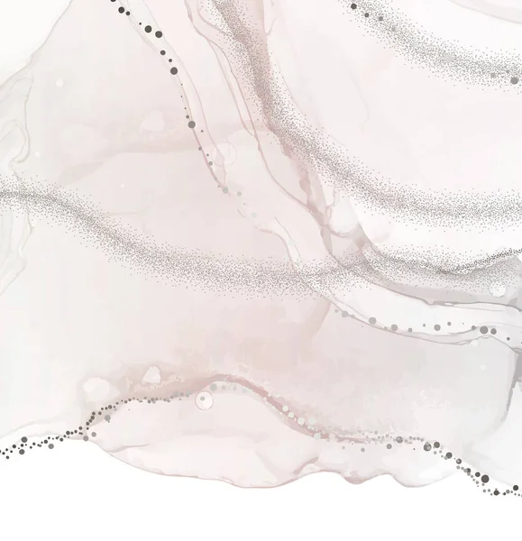 Γκρι υφή μελάνης υδατογραφία με ασημί φύλλο νερό ροή ζωγραφική φόντο — Διανυσματικό Αρχείο