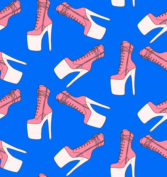 Πολωνός Χορευτικό Μοτίβο Εξωτικά Ψηλά Τακούνια Μπότες Μπλε Ροζ — Διανυσματικό Αρχείο