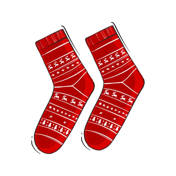 Bas Noël Conception Vacances Hiver Saison Des Fêtes Chaussette Rouge — Image vectorielle