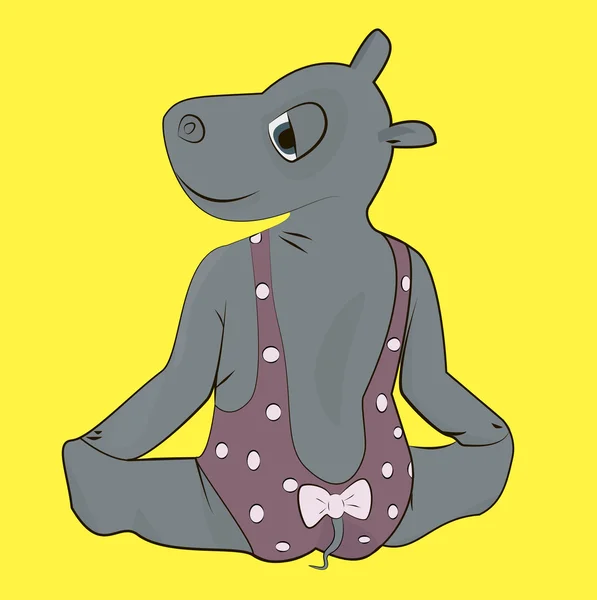 Hipopótamo en traje de gimnasia — Vector de stock