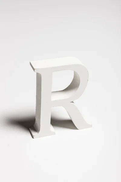 White wood craft for alphabet 'R' — Zdjęcie stockowe