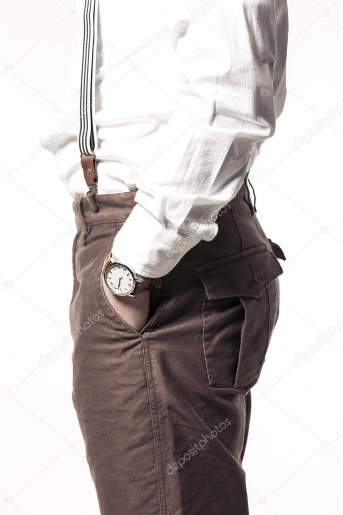man wearing brown cotton pants