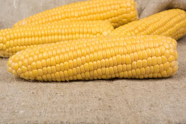 Roher frischer Mais auf dem Maiskolben keine Blätter — Stockfoto