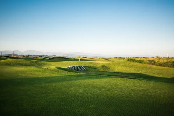 A homok csapda napnyugtakor Golf course — Stock Fotó