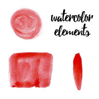 Vektör suluboya öğeleri. Yuvarlak şekiller. Suluboya şekiller kümesi. Suluboya BLOB'ları