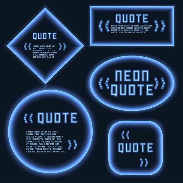 Set Retro hipster neon glowing quote marks frame — Stock Vector