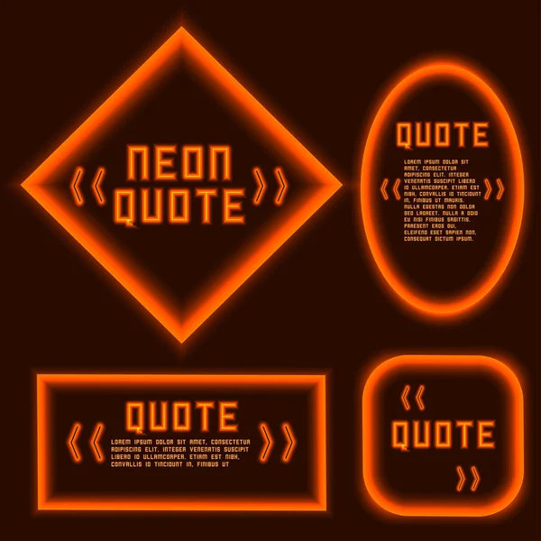 Set Retro hipster neon glowing quote marks frame — Stock Vector