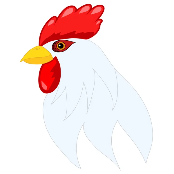 Head of cartoon rooster isolated on white. Vector illustration Rooster head. Chinese calendar. Cock Symbol of New Year 2017. Vector illustration. Cock bird farm — Stock Vector