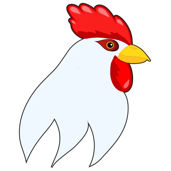 Cabeza de gallo de dibujos animados aislado en blanco. Ilustración vectorial Cabeza de gallo. Calendario chino. Símbolo de la polla de Año Nuevo 2017. Ilustración vectorial. Polla granja de aves — Vector de stock
