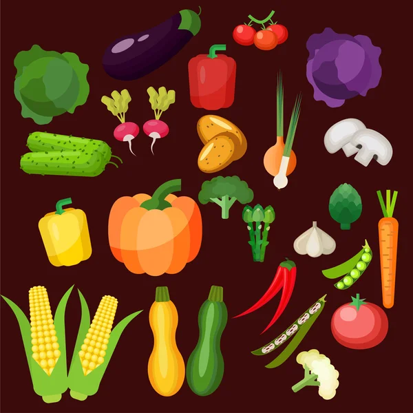 Vegetable vector background. Modern flat design. Healthy food — Stock Vector