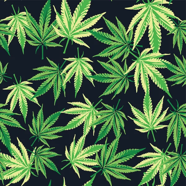 Cannabis marijuana blad. Seamless mönster. Vector växt bakgrund. — Stock vektor