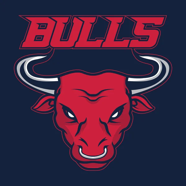 Mascota de toro para equipos deportivos. Símbolo sobre un fondo oscuro . — Vector de stock