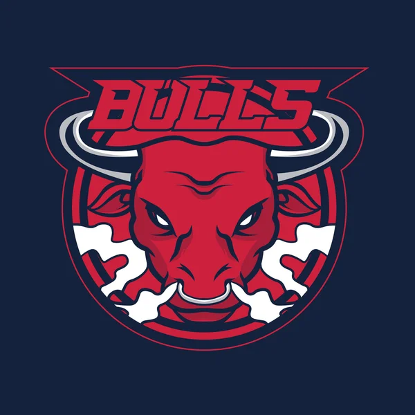 Bull mascotte voor sport teams. Symbool op een donkere achtergrond. — Stockvector