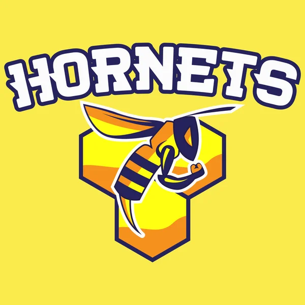 Modern profesyonel hornets logo spor takım için. Spor takımları için Hornets maskotu. Hornets, vektör logosu, karanlık bir arka plan sembolü. — Stok Vektör