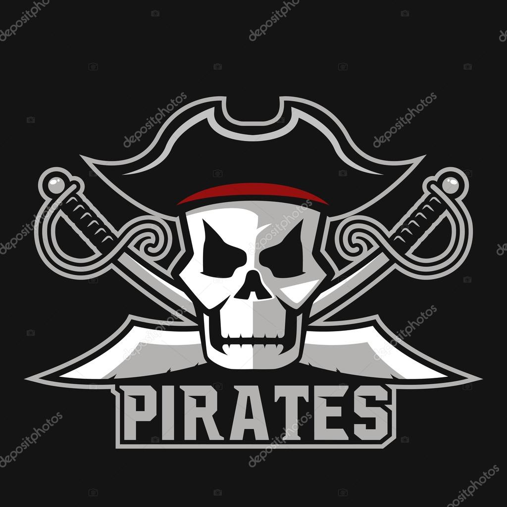 Modern professional pirates logo for sport team. Pirate mascot for sport teams. Pirates, vector logo, symbol on a dark background