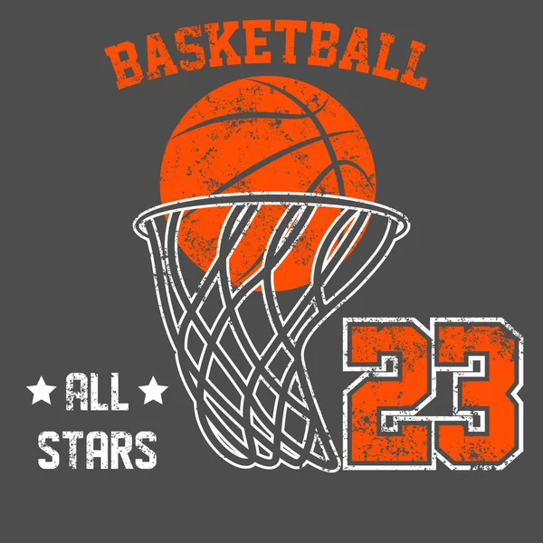 Vintage Amerikan eski grunge etkisi tee baskı vektör tasarımı. Premium kalite üstün basketbol retro logo kavramı. Eski püskü t-shirt ve kapüşonlu amblemi.